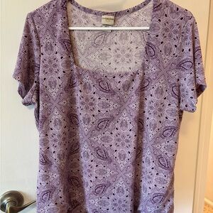Copy Covington Women's Lavender Short Sleeve Top size L cottagecore